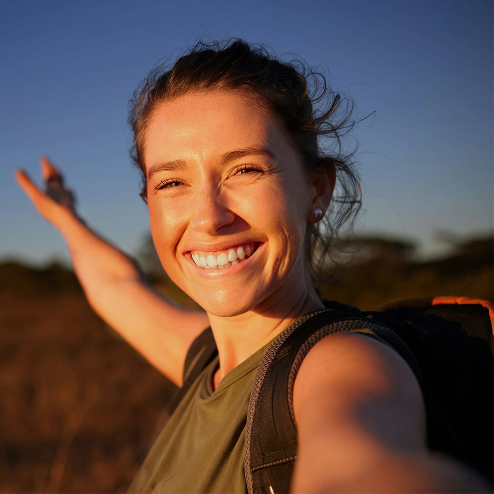 Smiling woman outdoors