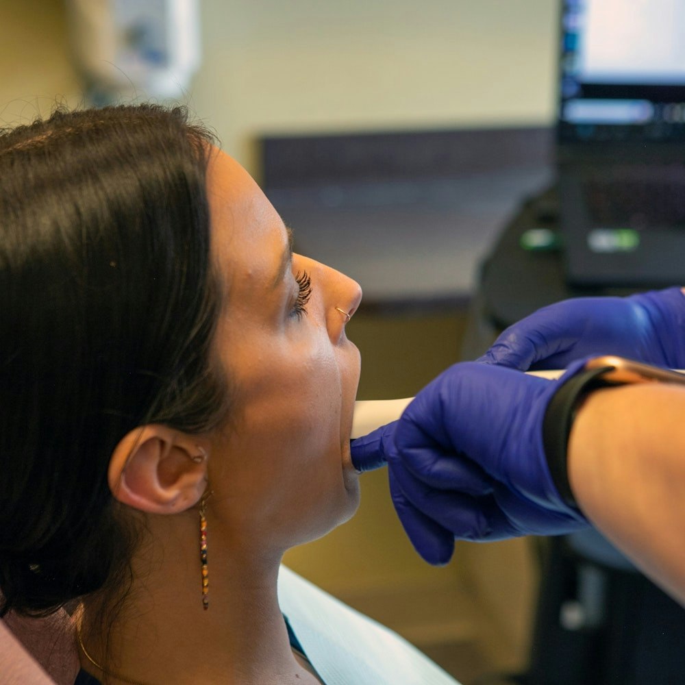 Dental patient at dentist checkup