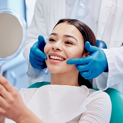 Patient getting dental bonding