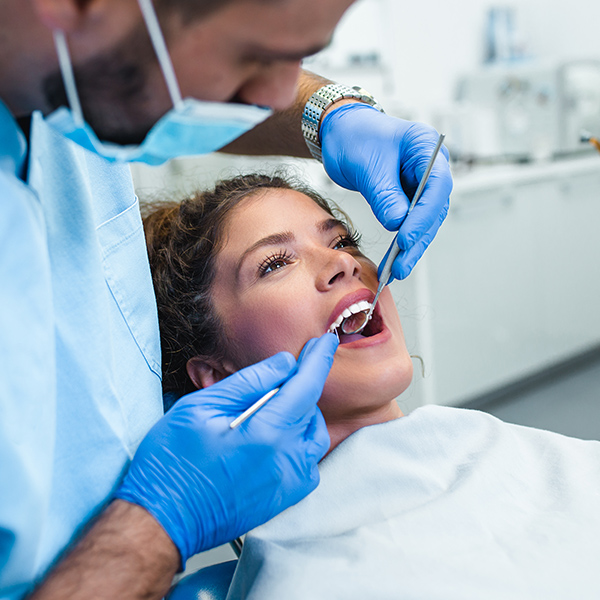 Patient getting dental bonding