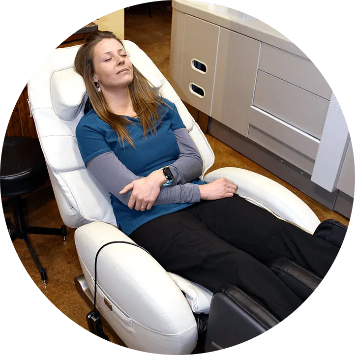 woman relaxing in chair