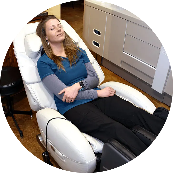 woman relaxing in chair