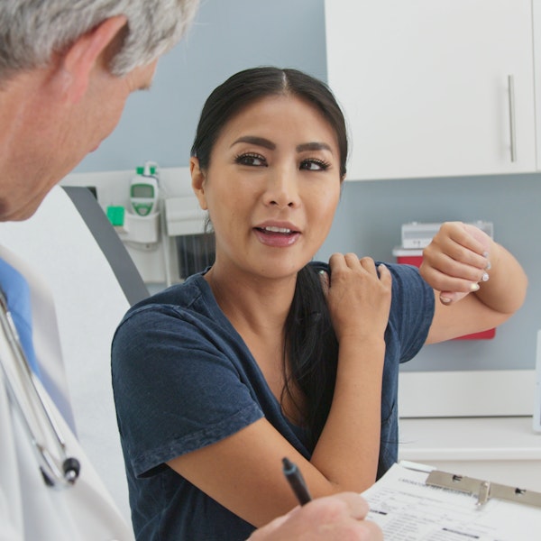 Woman at a shoulder consultation