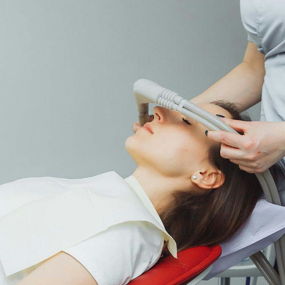 Woman getting nitrous oxide sedation