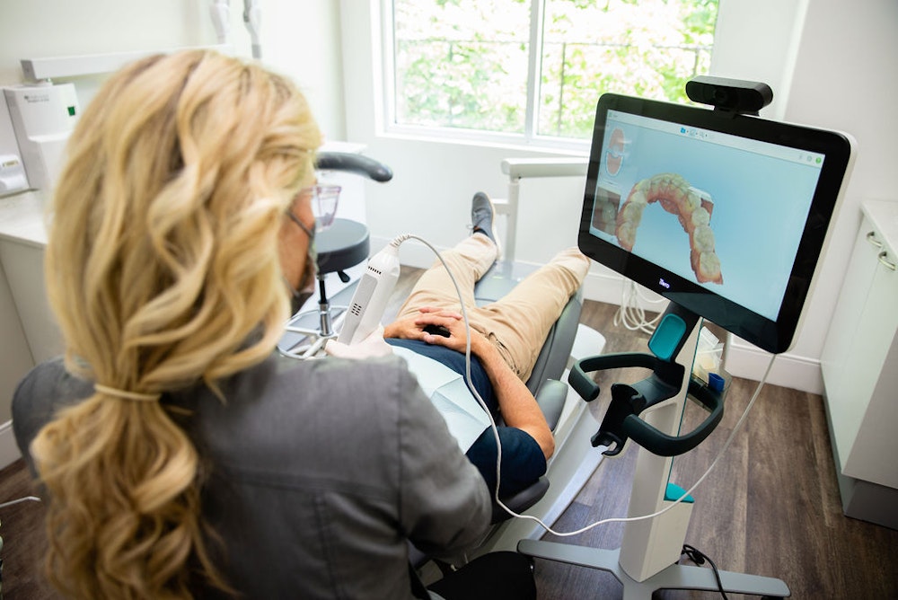 patient looking at chairside monitor