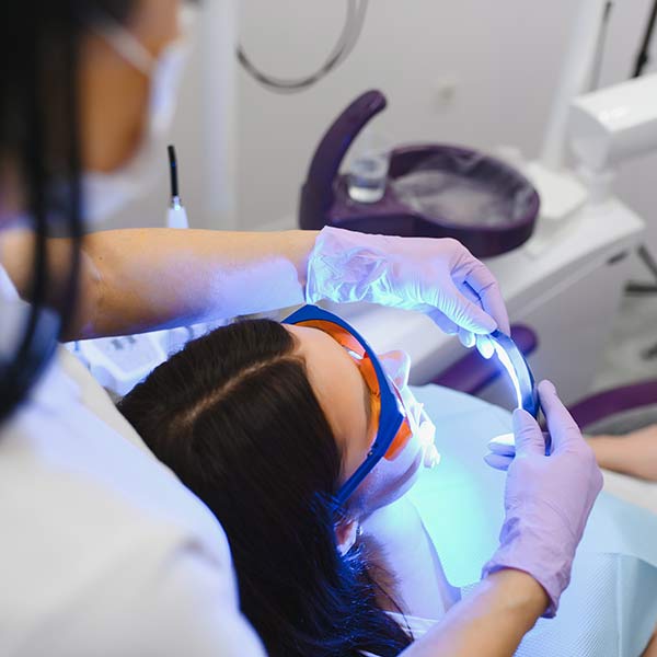 patient undergoing teeth whitening