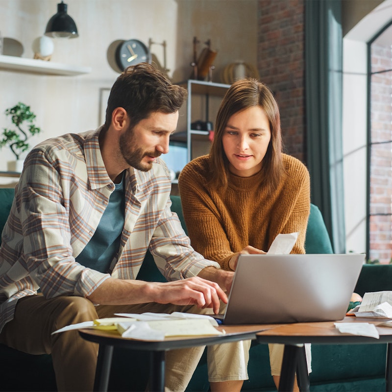 couple paying bills