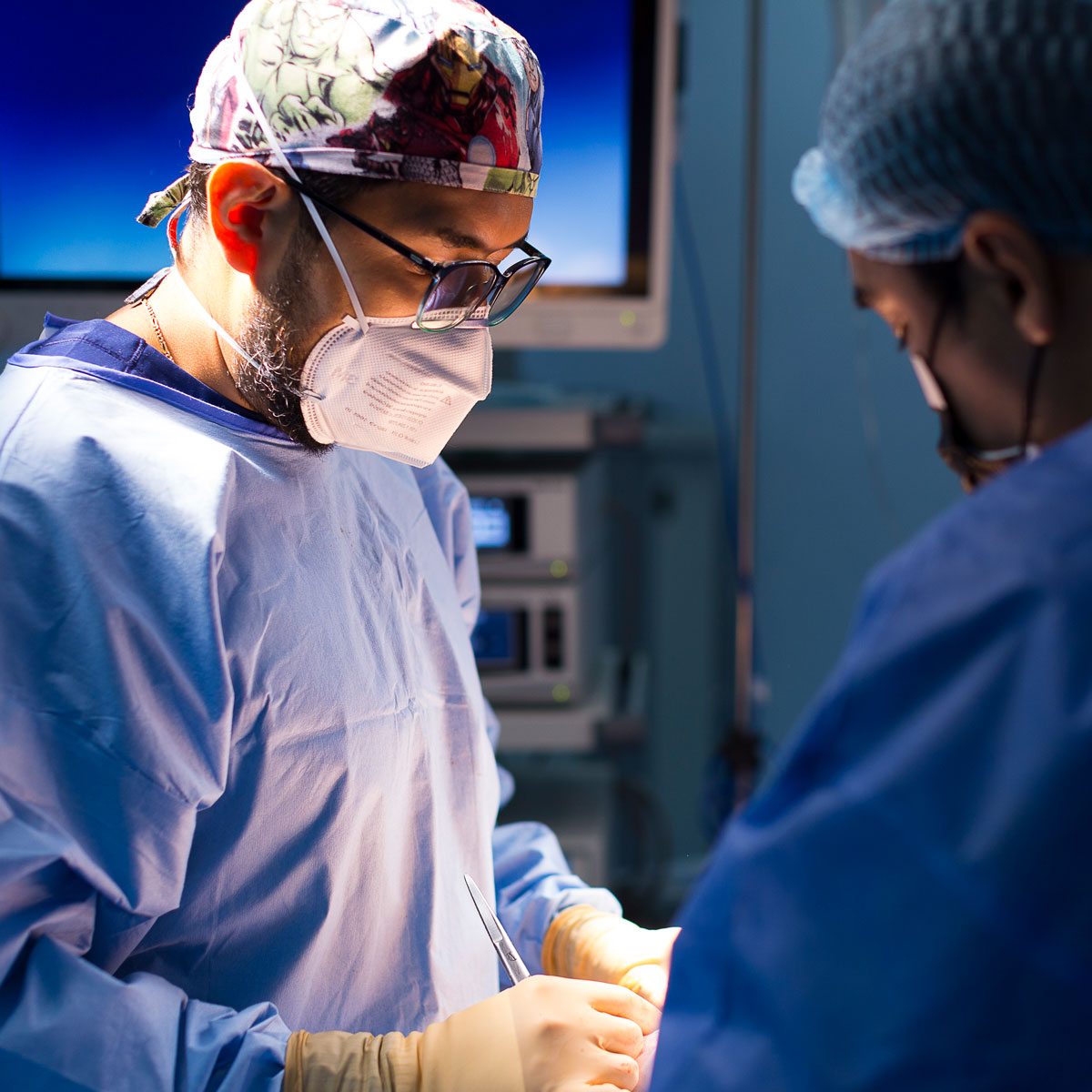 Doctor performing bariatric surgery