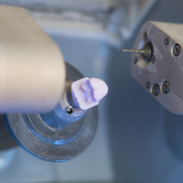 CEREC crown being milled