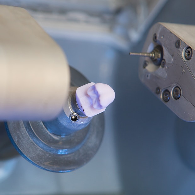 CEREC crown being milled