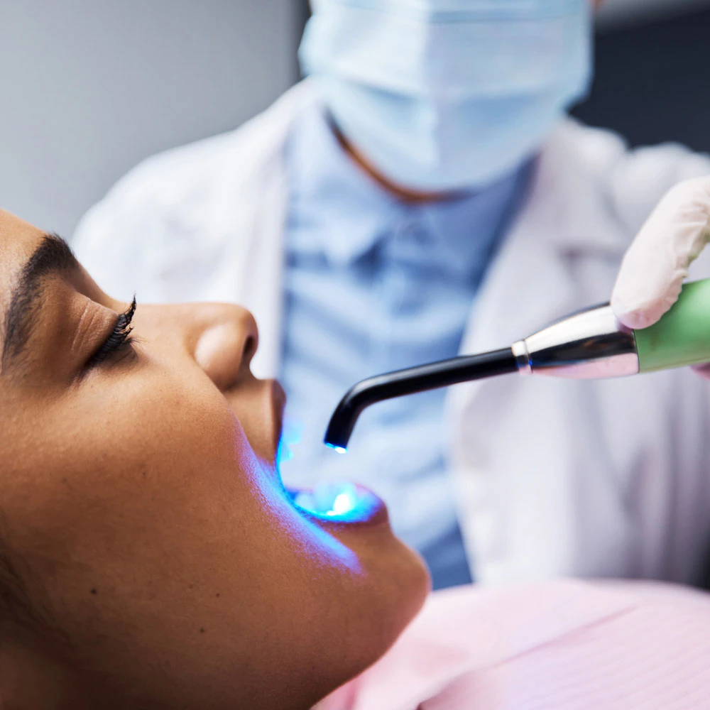patient receives dental bonding