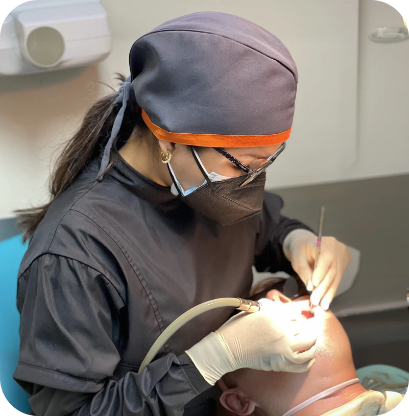 root canal treatment in progress
