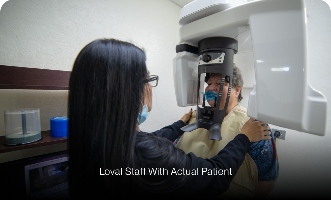 Loval staff with patient