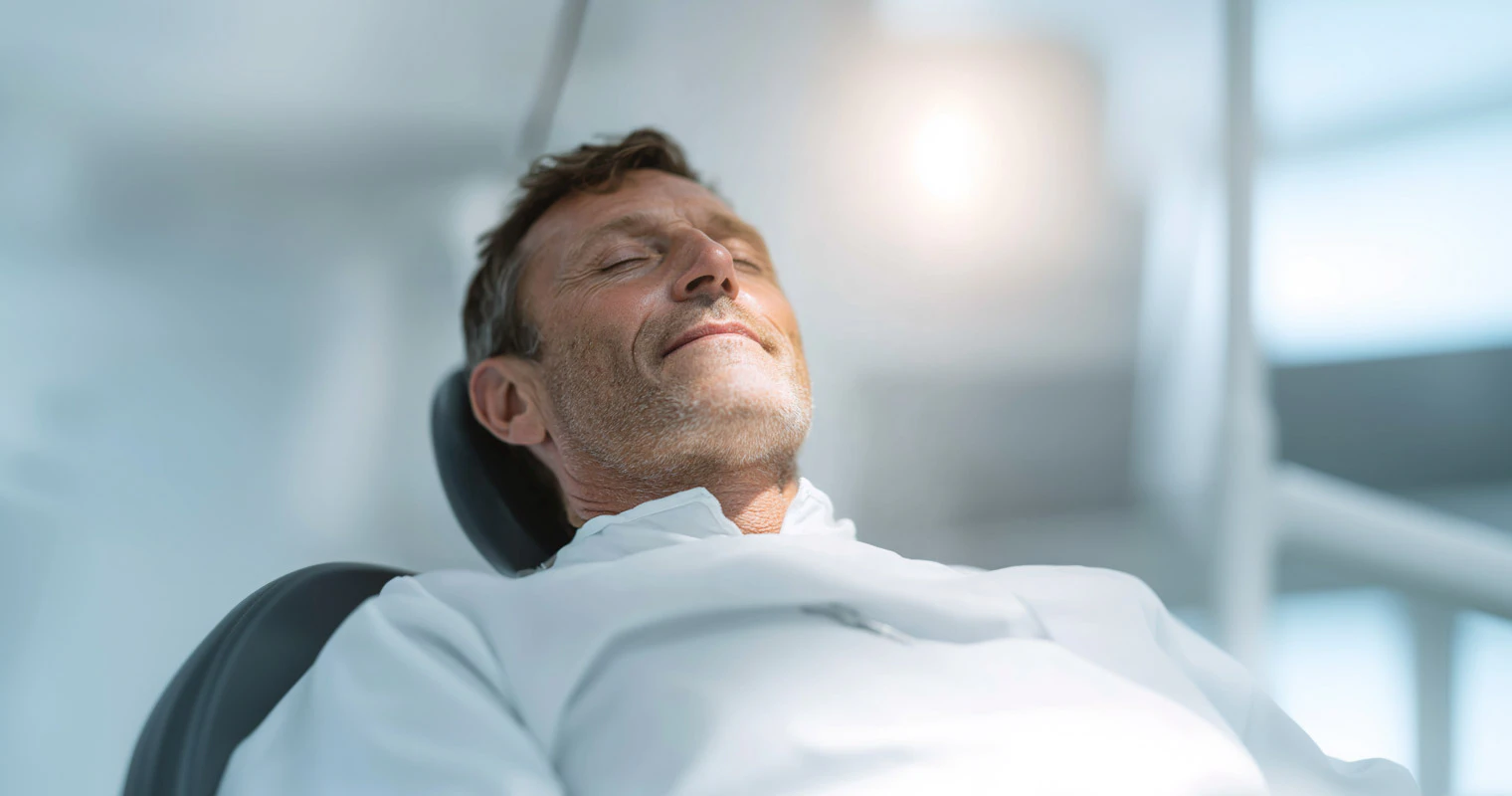 man relaxing in the dentist