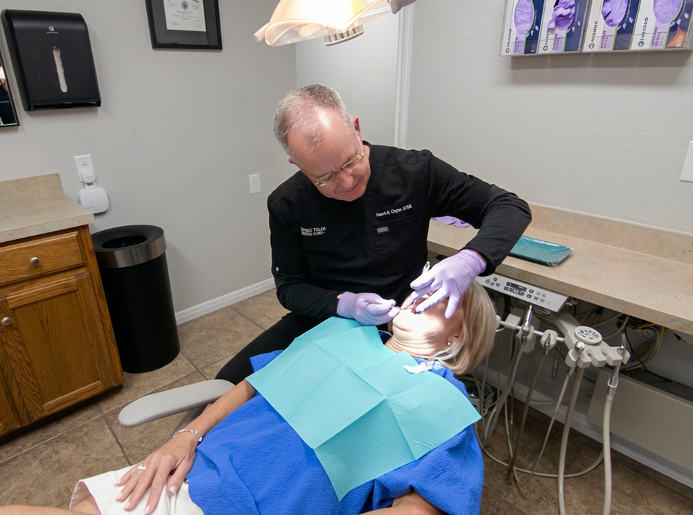 Doctor doing a dental exam