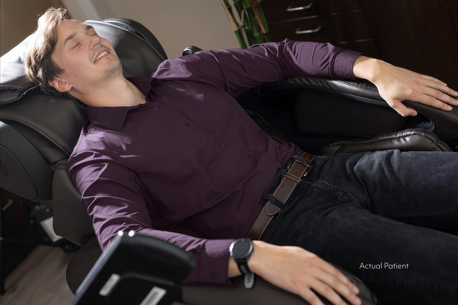 Patient in comfortable chair sedated