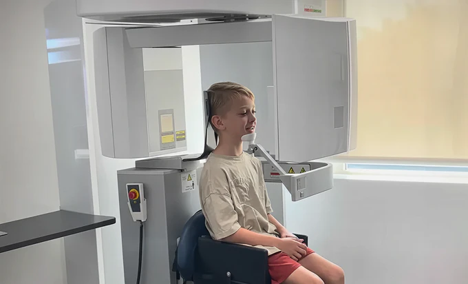 Our patient Maddox getting a dental scan