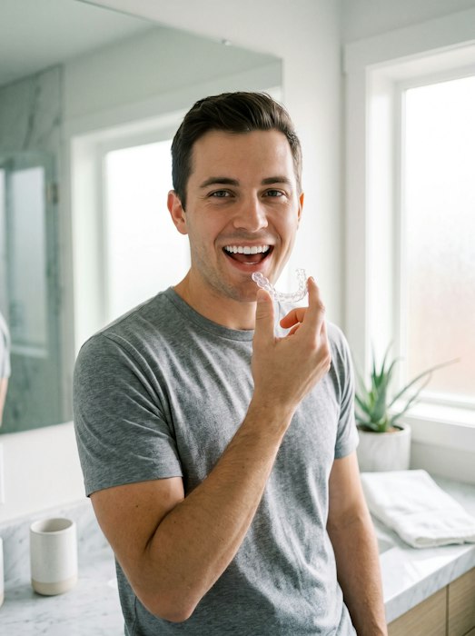 Man placing retainer