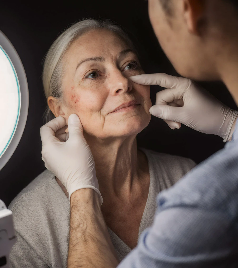 Woman getting a skin resurfacing consultation