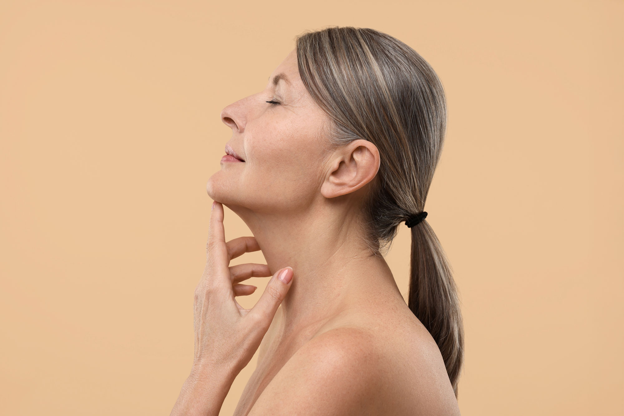 Woman with no double chin after Kybella treatment