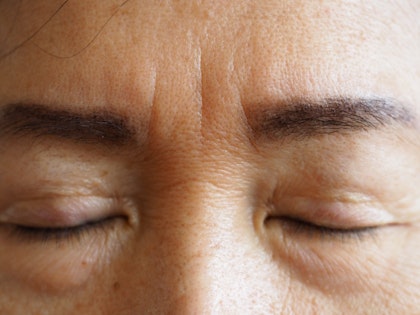 close-up of frown lines