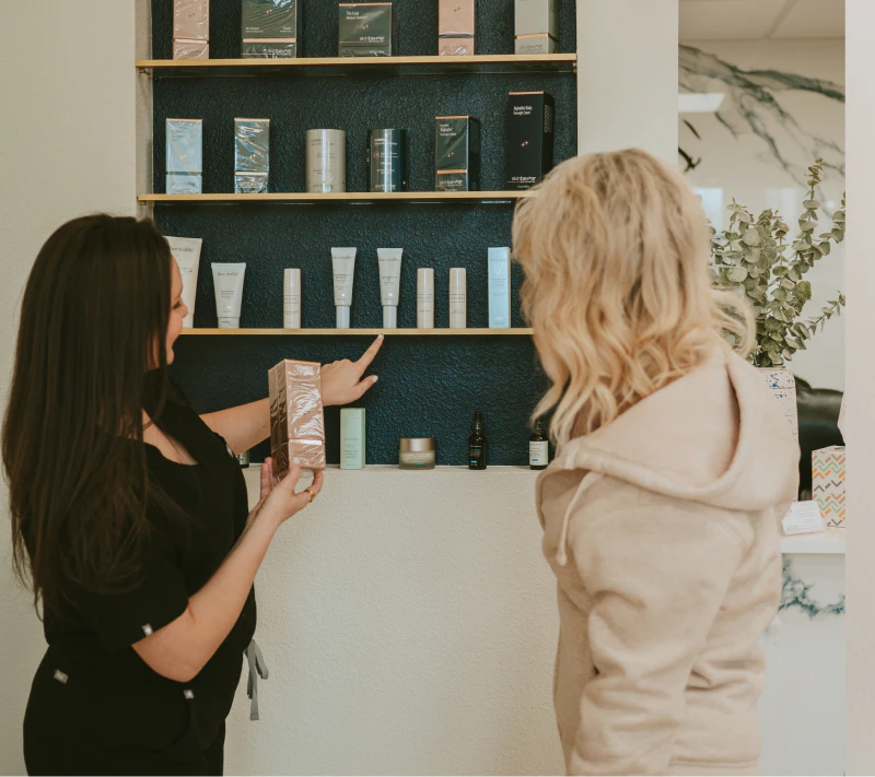 Aesthetic Nurse discussing face products