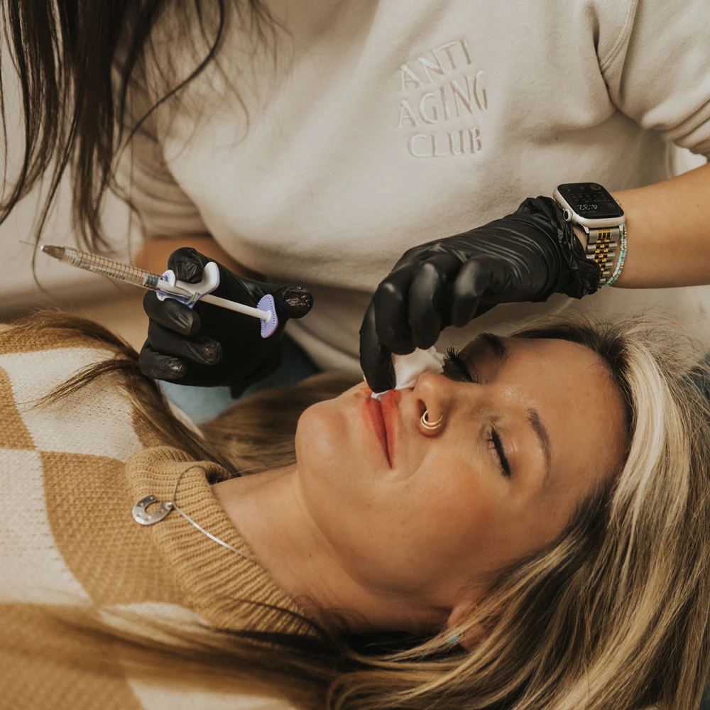 Woman during botox procedure
