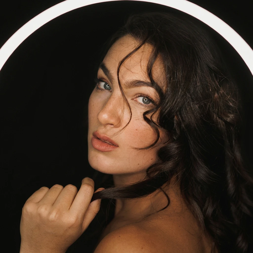 woman holding hair curl