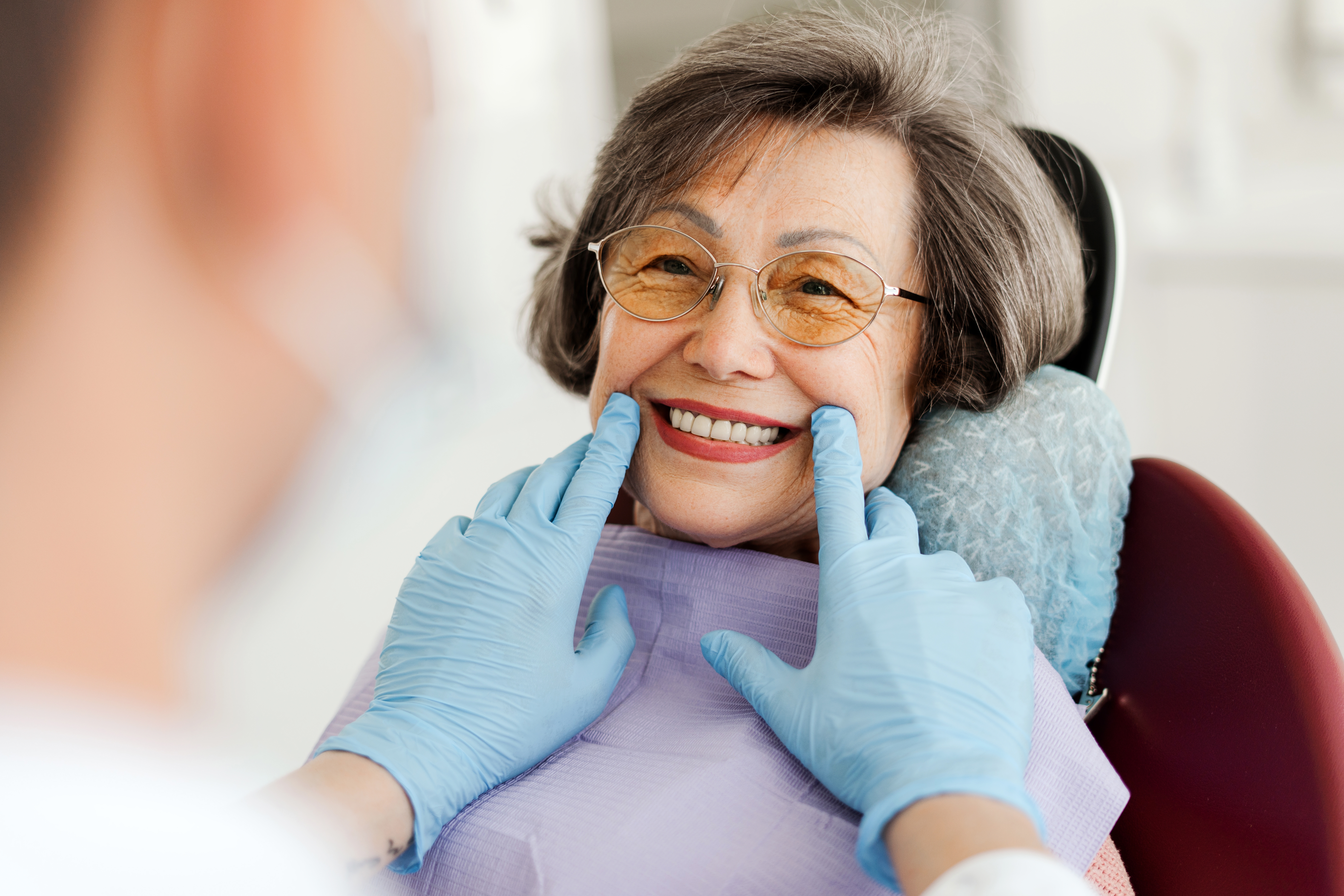 Woman smiling at the dentist