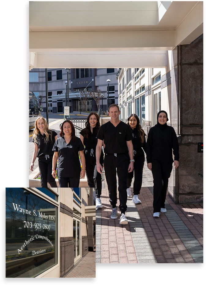 Smiles By Myles staff and an inset image of the front of the location