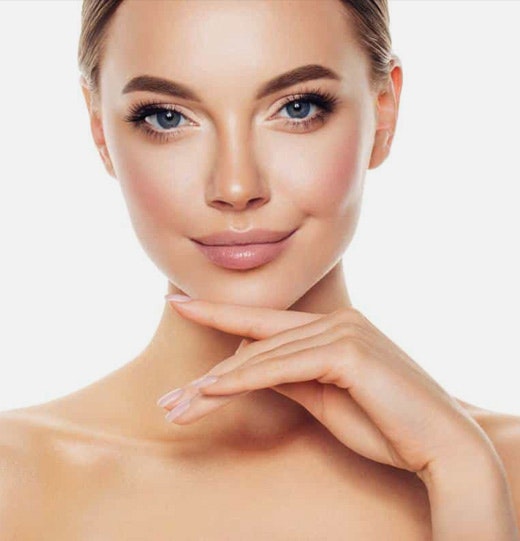 Beautiful woman after a chin augmentation