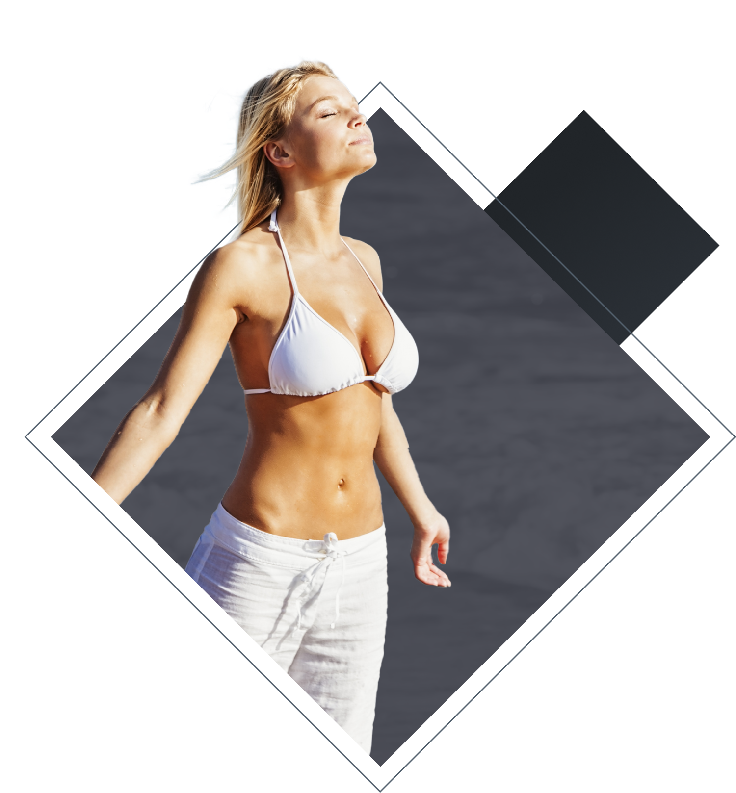 woman in bathing suit standing in the sun