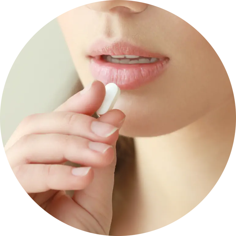 patient taking sedation capsule