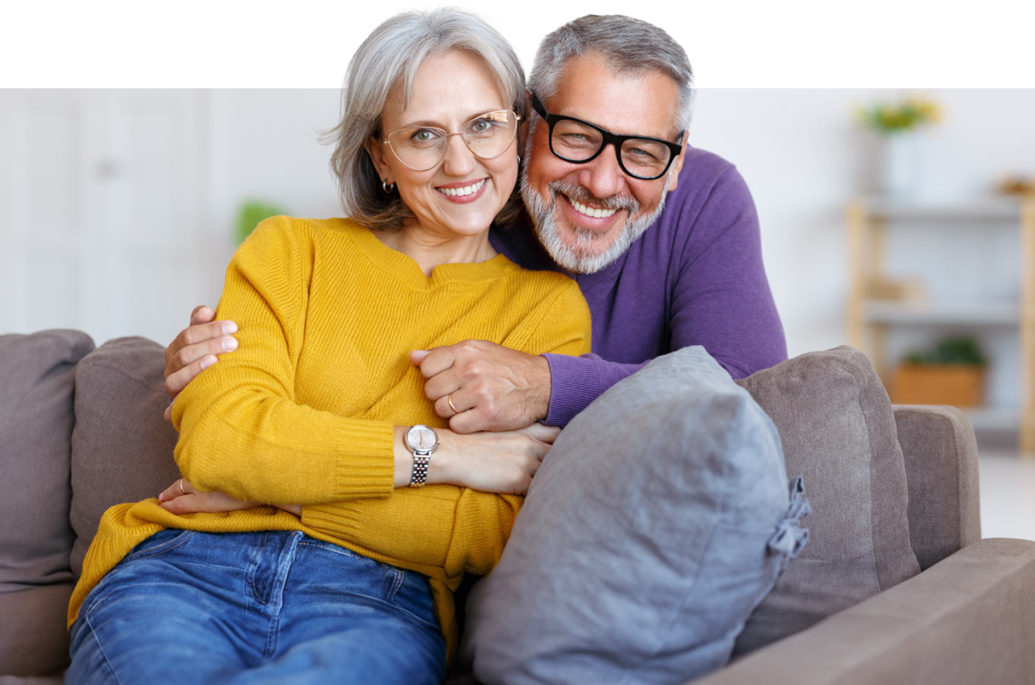 Smiling older couple