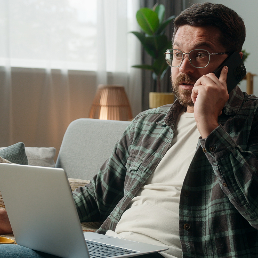 Frustrated man on phone