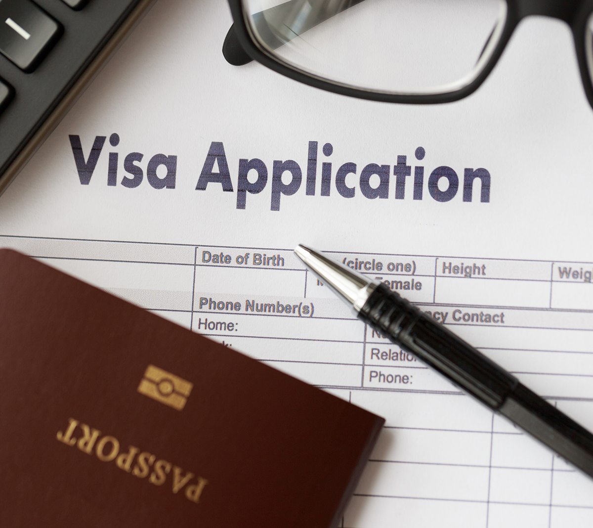 Visa application paperwork