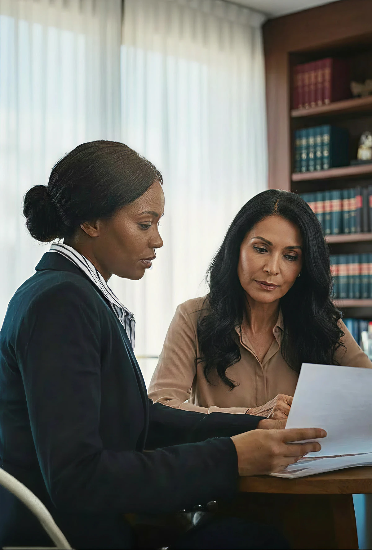 Attorney and client going over paperwork