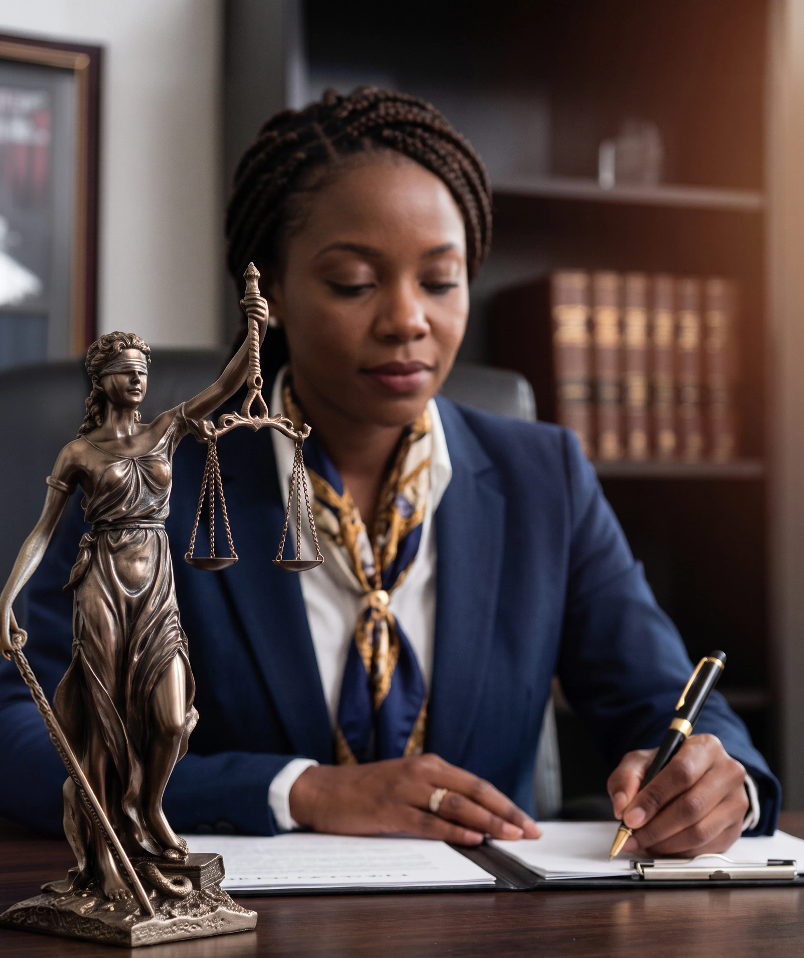 lawyer completing paperwork