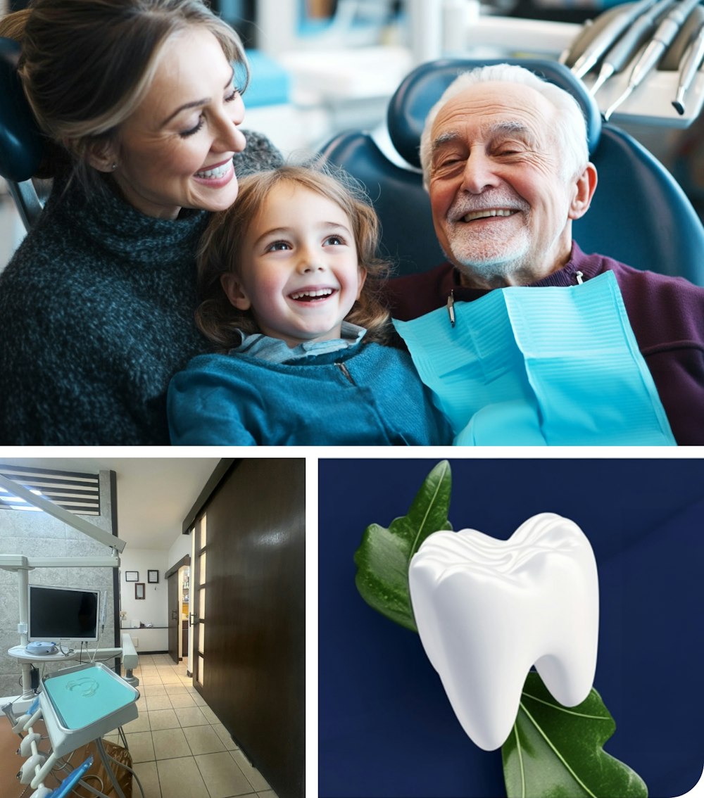 Collage of family dental care photos