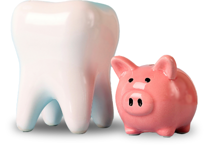 piggy bank and model tooth