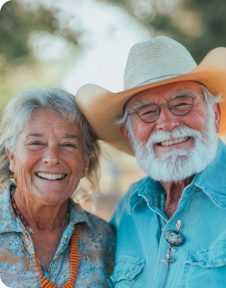 Smiling older couple after dental care