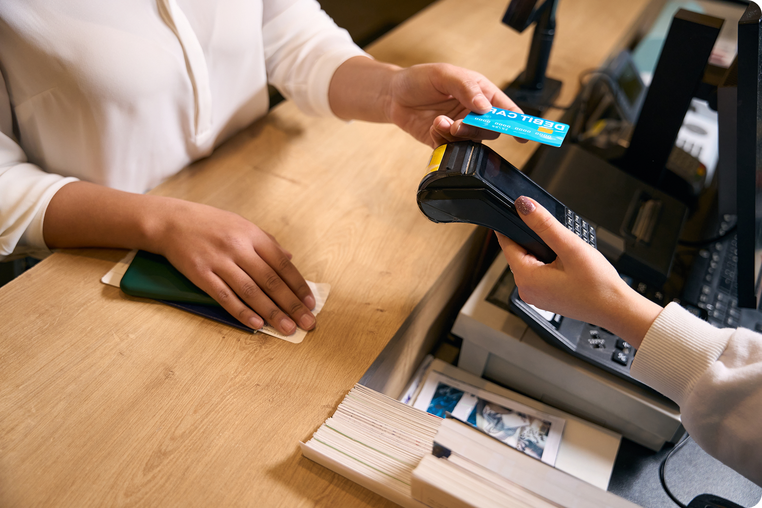 Close-up of person paying