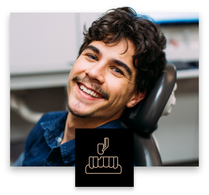 Smiling veneer patient