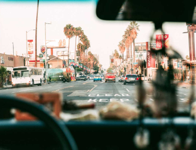 street view through a driver's side window