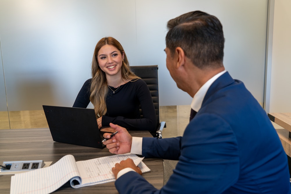 our team members discussing a case