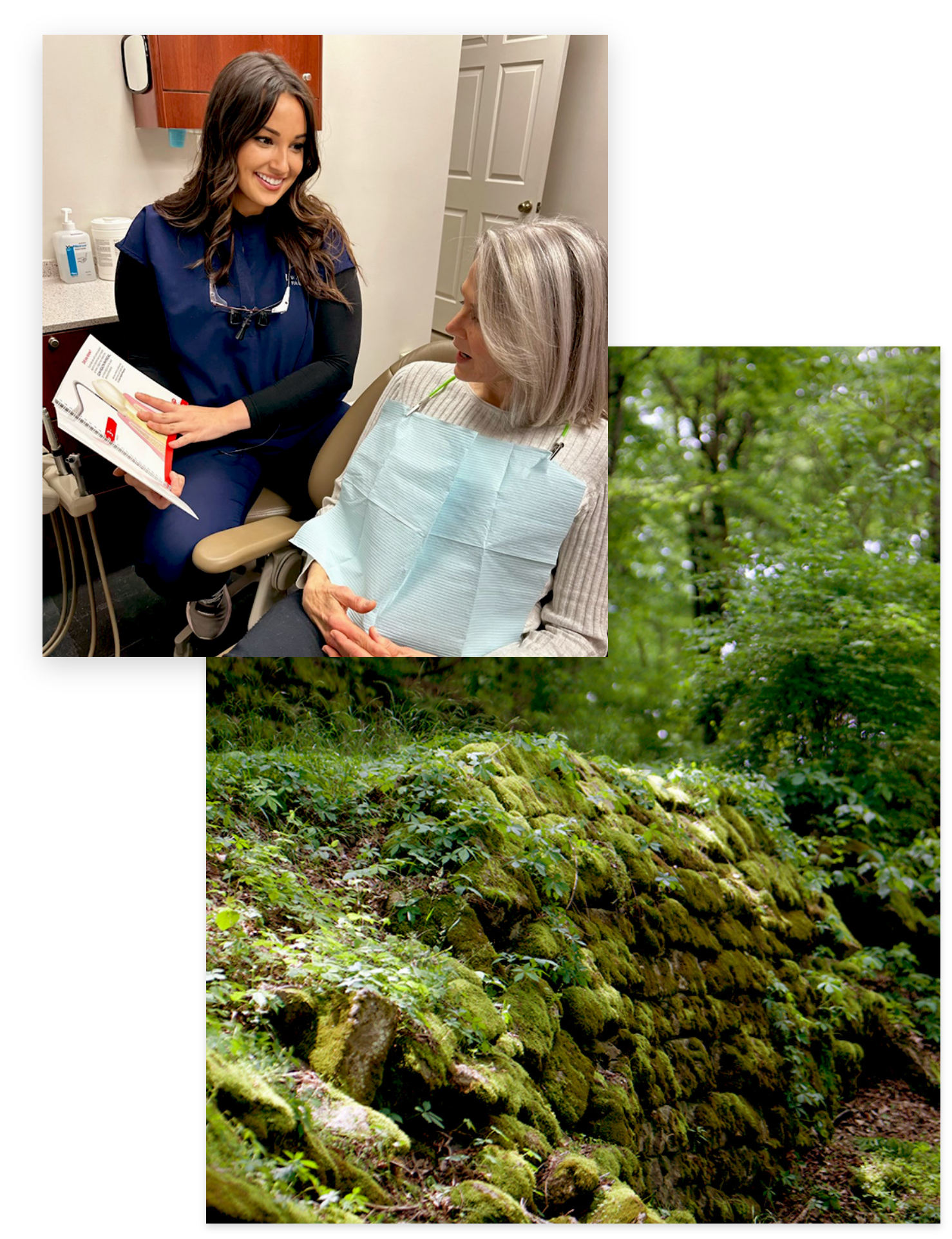 dental assistant with patient and outdoor imagery