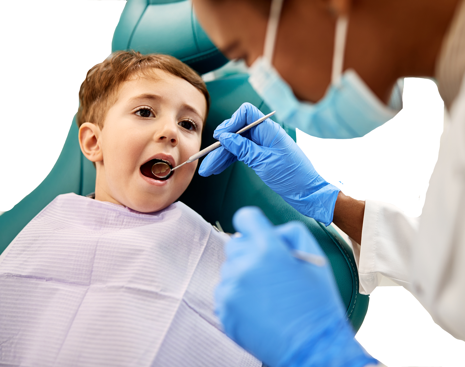 Kid getting dental exam