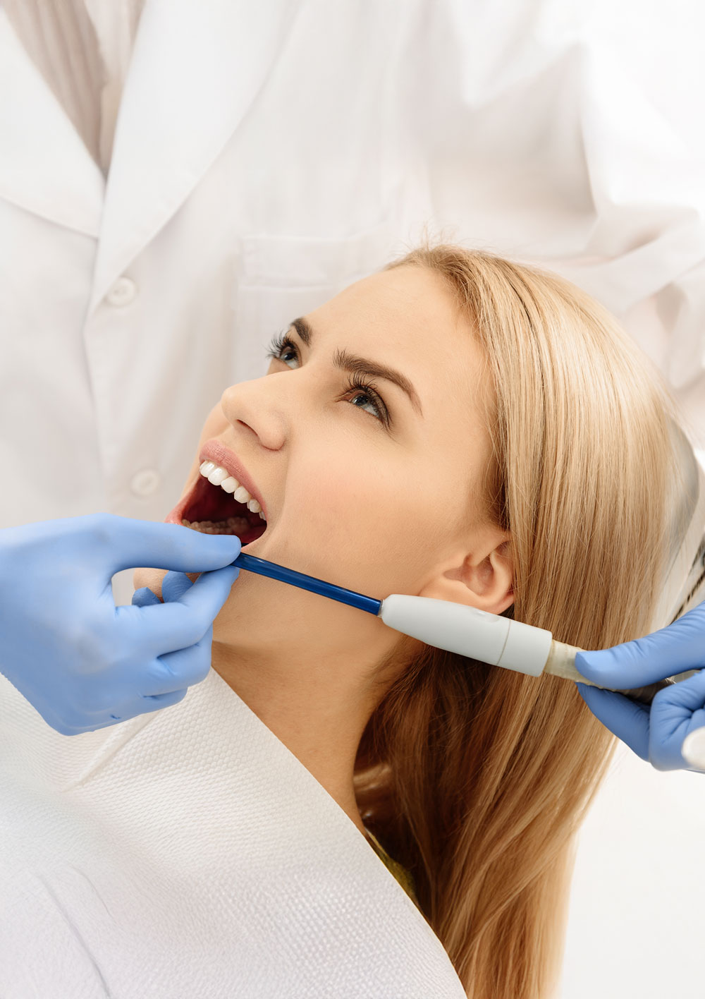 Woman having a dental procedure done