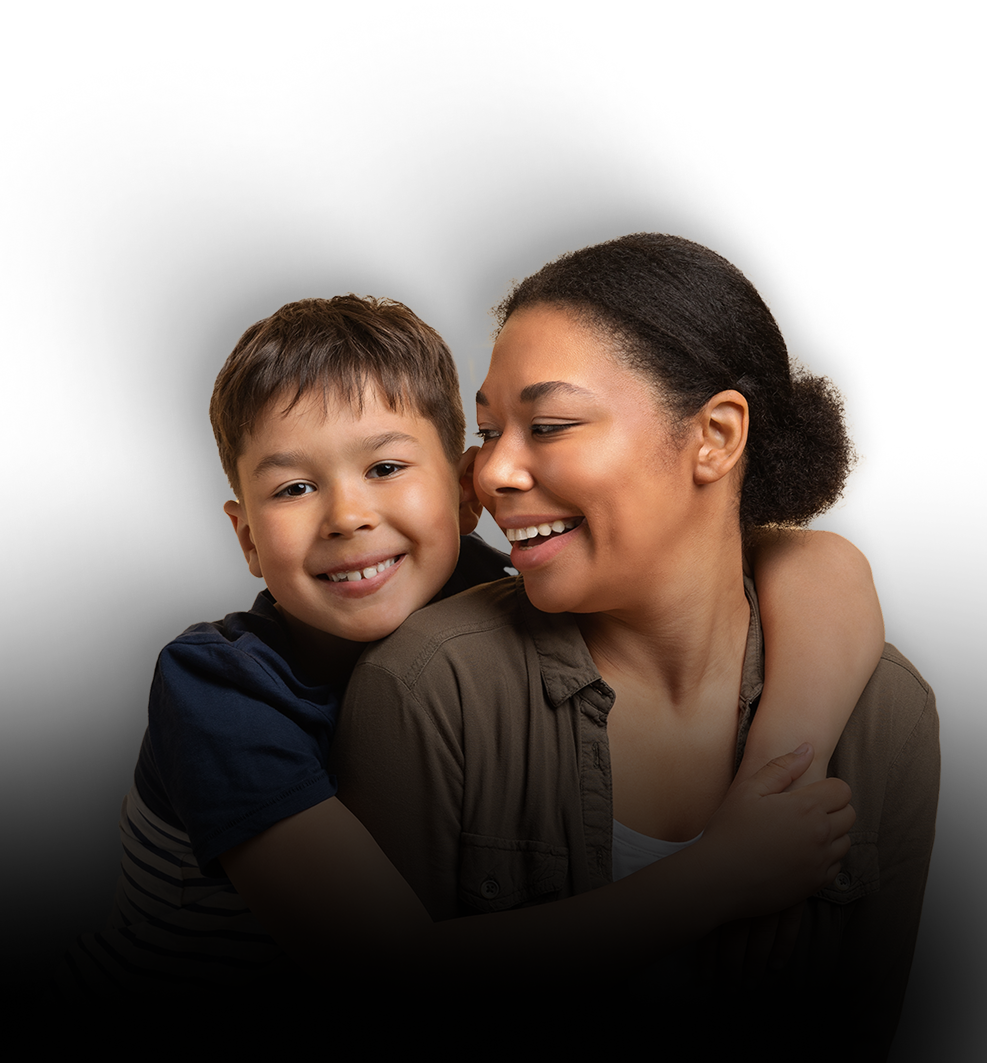 Smiling mother and son after winning a lawsuit