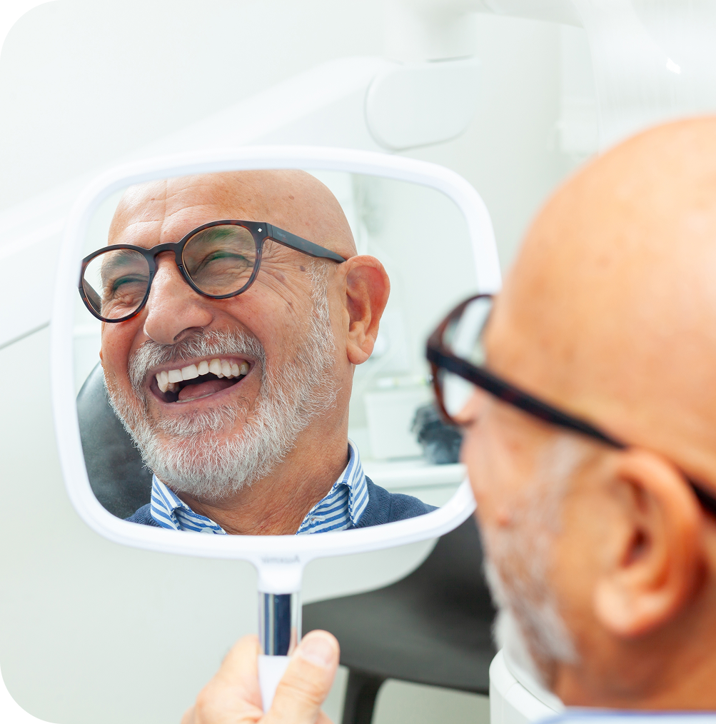 smiling dental implant patient